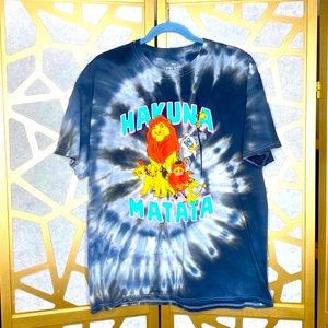 Disney Lion King T-Shirt Hakuna Matata Retro Gray Tie Dye‎ Size Large